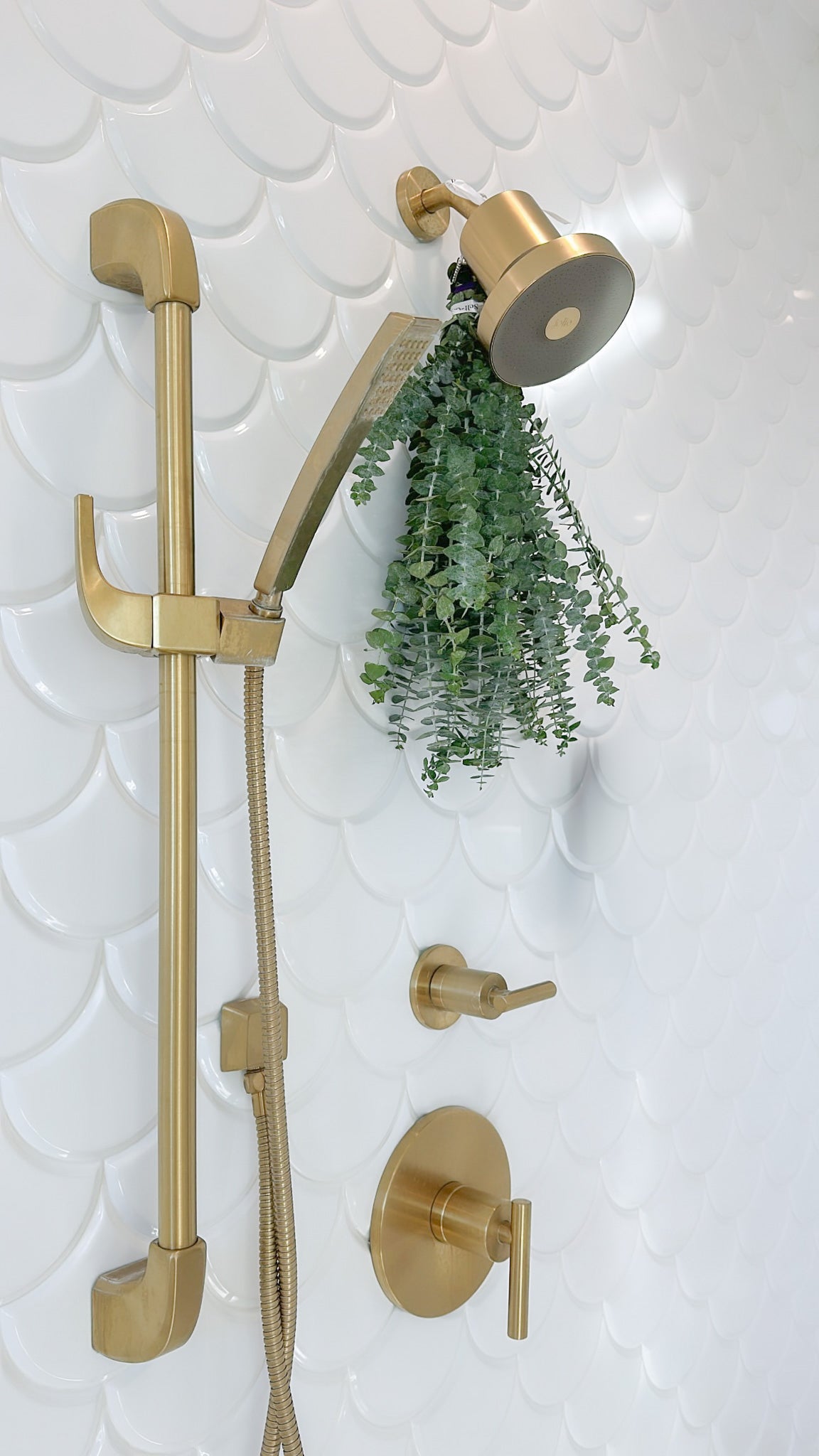Self-Care Shower eucalyptus in a beautiful bathroom